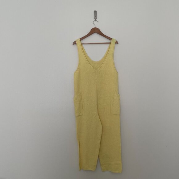 Free People Beach Hailee Knit Sweater Jumpsuit Butter Yellow Size Medium - Picture 2 of 8